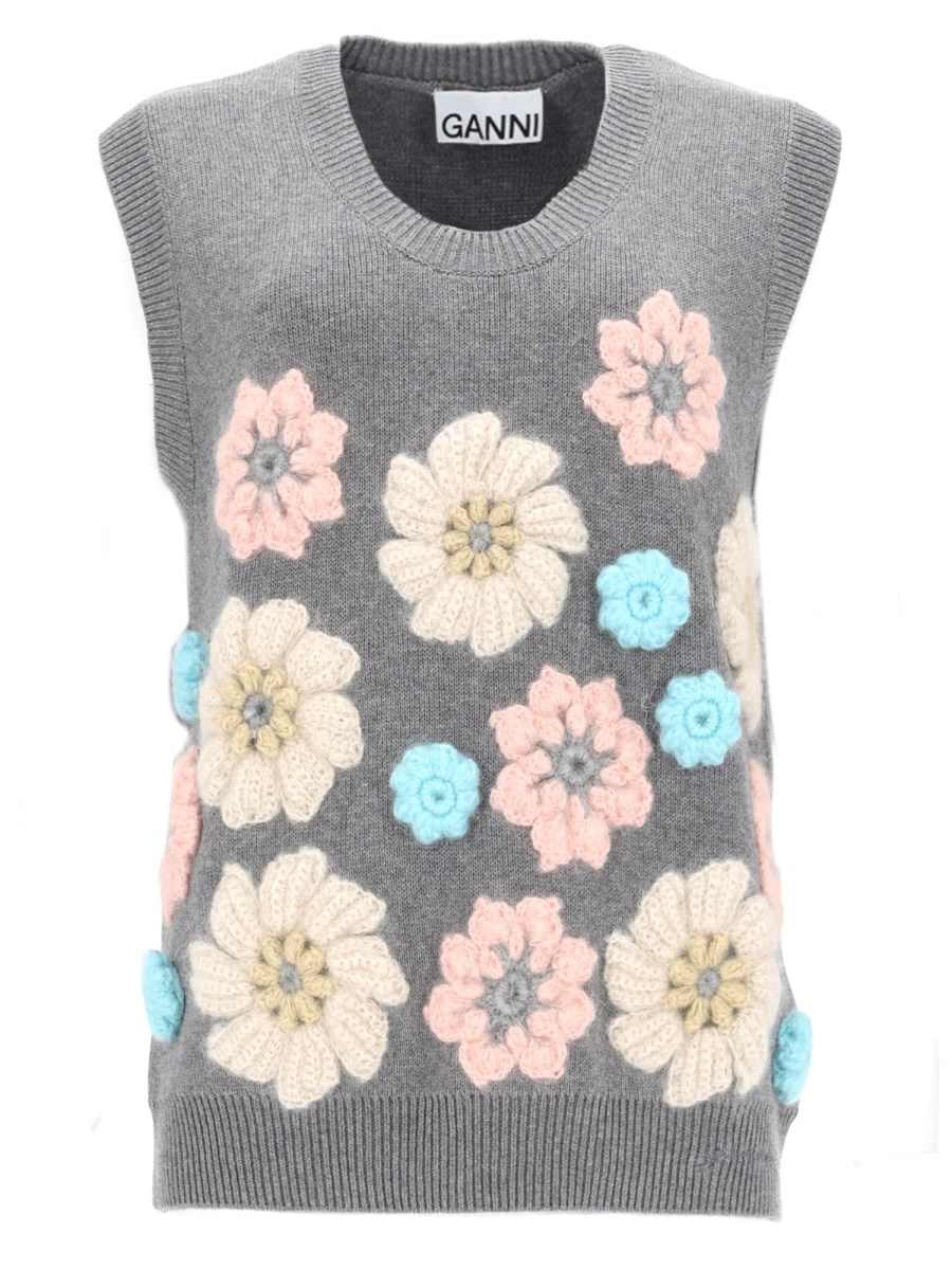 GILET CON APPLICAZIONI FLOREALI