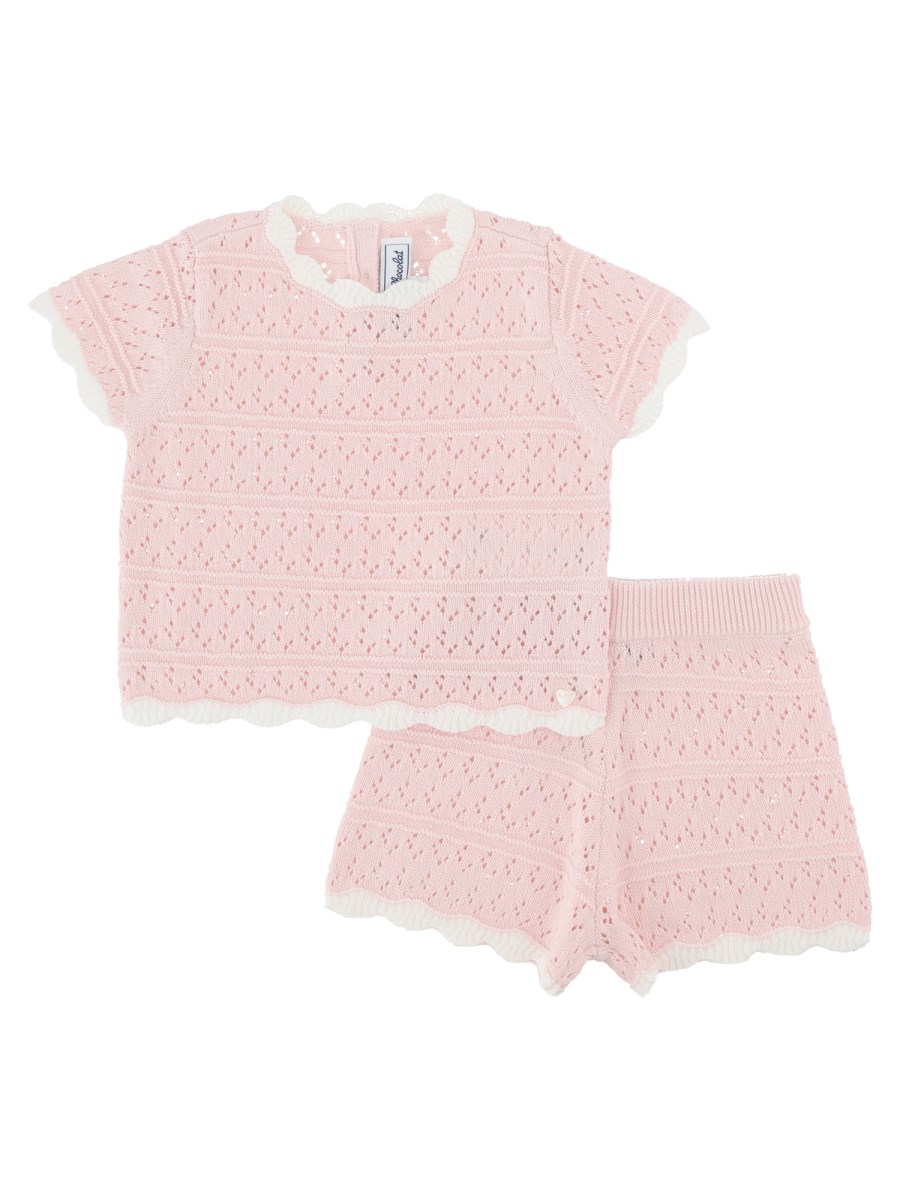Set maglia traforata e pantaloncino elasticizzato in crochet