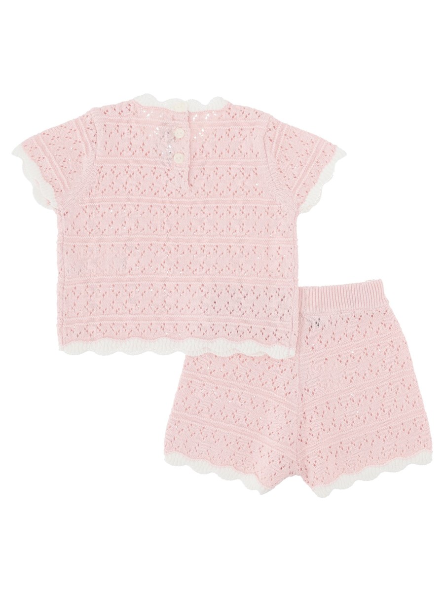 Set maglia traforata e pantaloncino elasticizzato in crochet