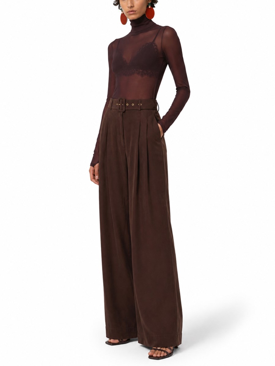 pantalone in seta con cintura