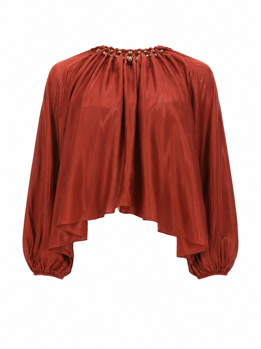 BLUSA ARRICCIATA ASTER CON PERLINE