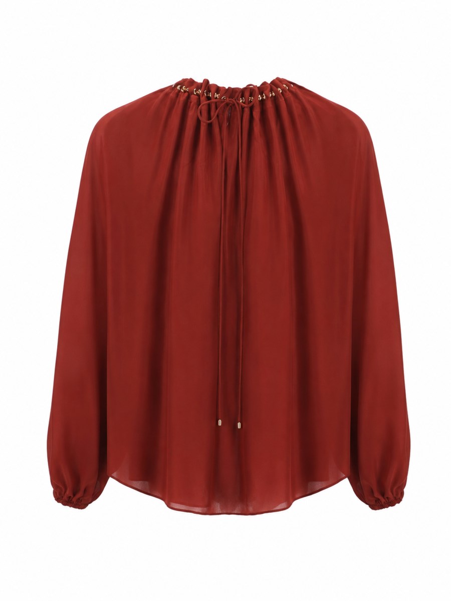 BLUSA ARRICCIATA ASTER CON PERLINE