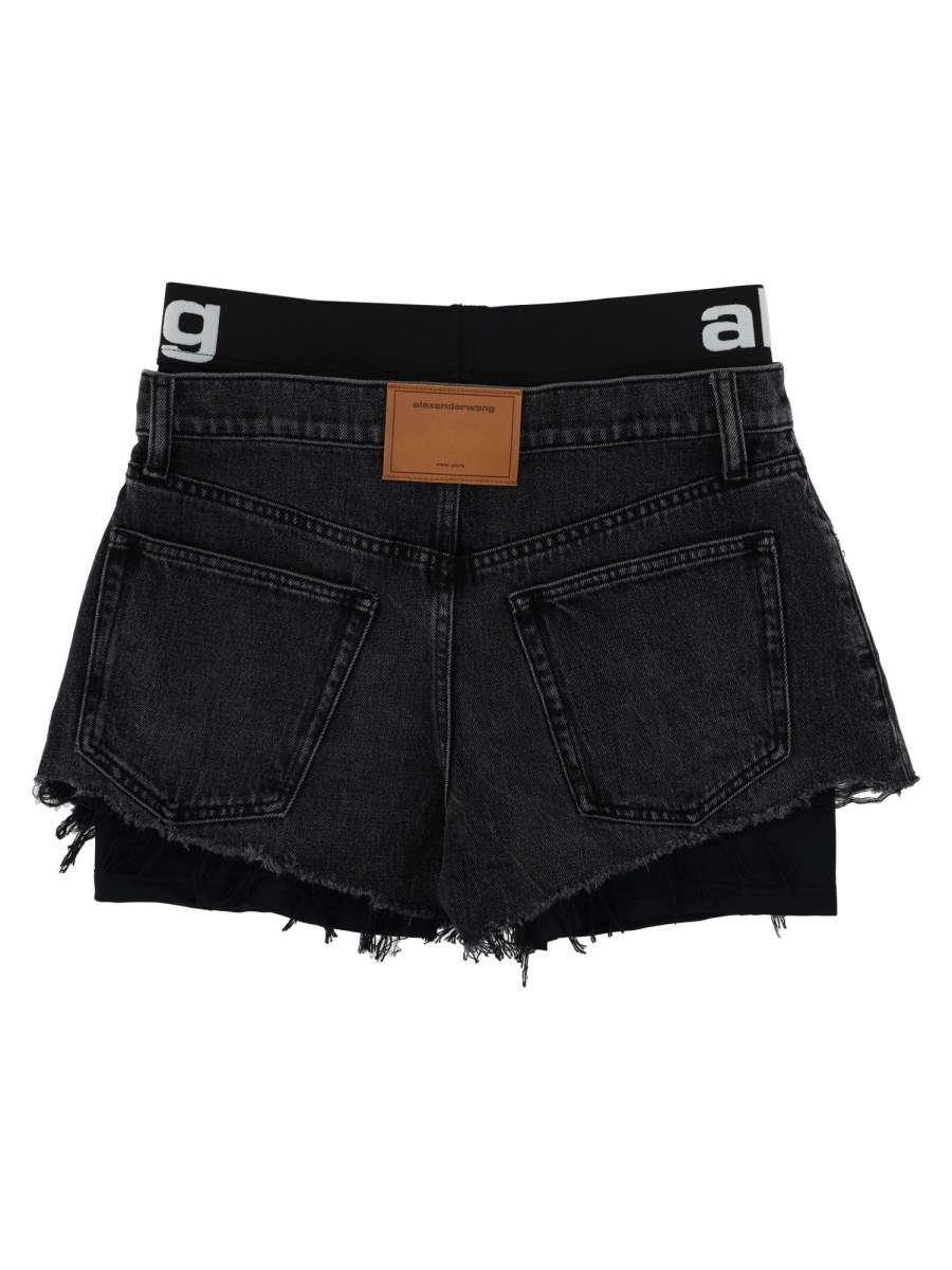 SHORTS IN DENIM CON LOGO