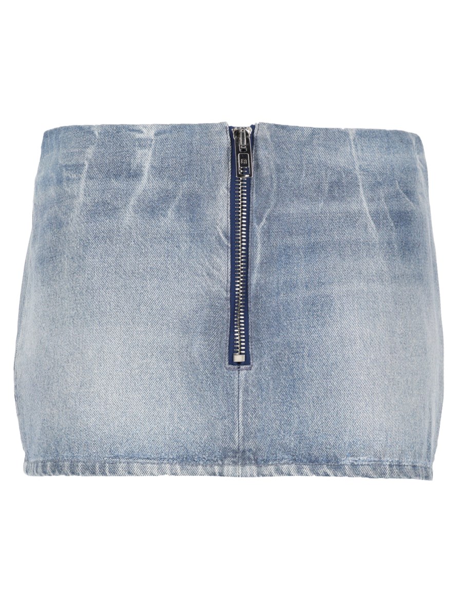 minigonna in denim lucido