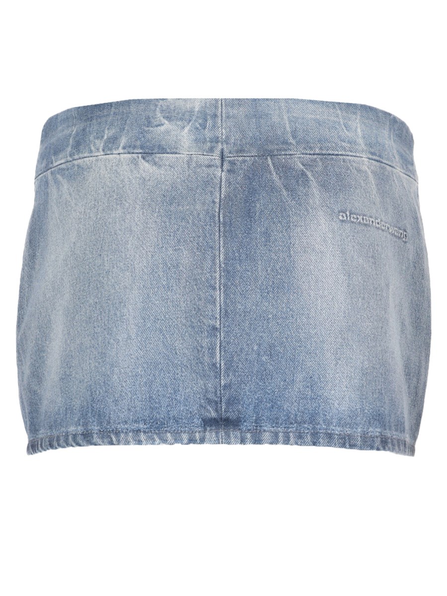 minigonna in denim lucido
