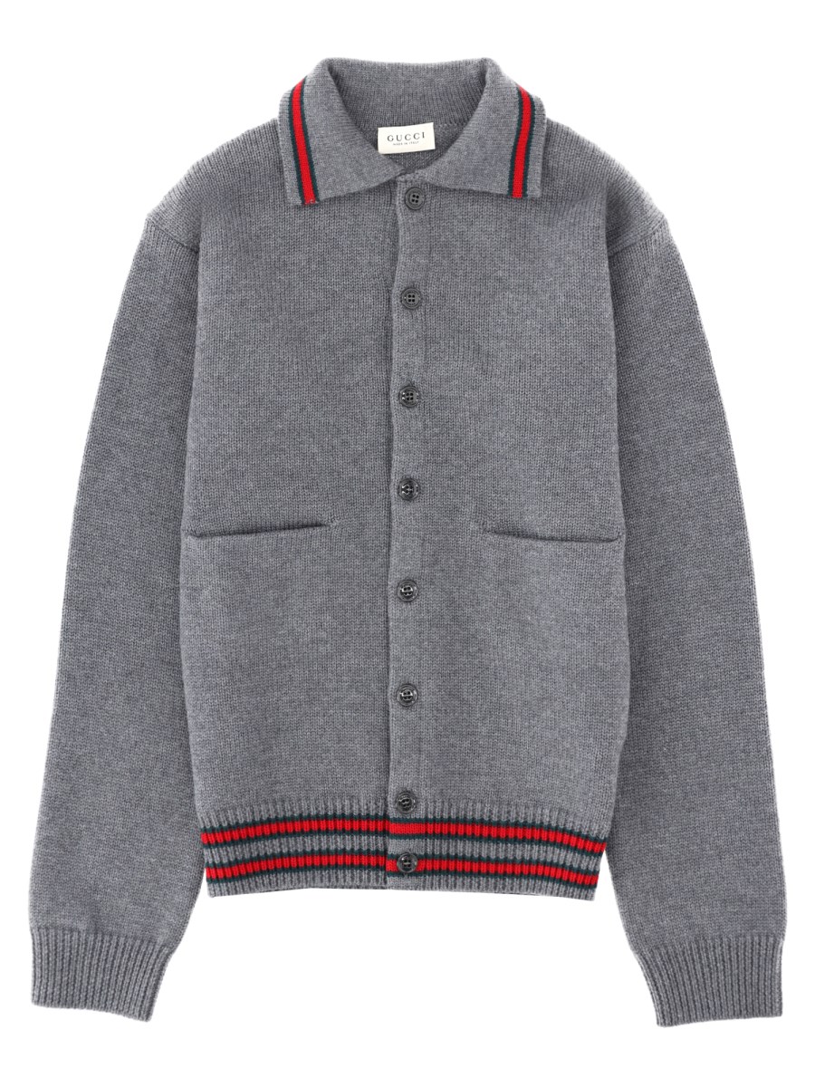 Cardigan polo con dettaglio Web