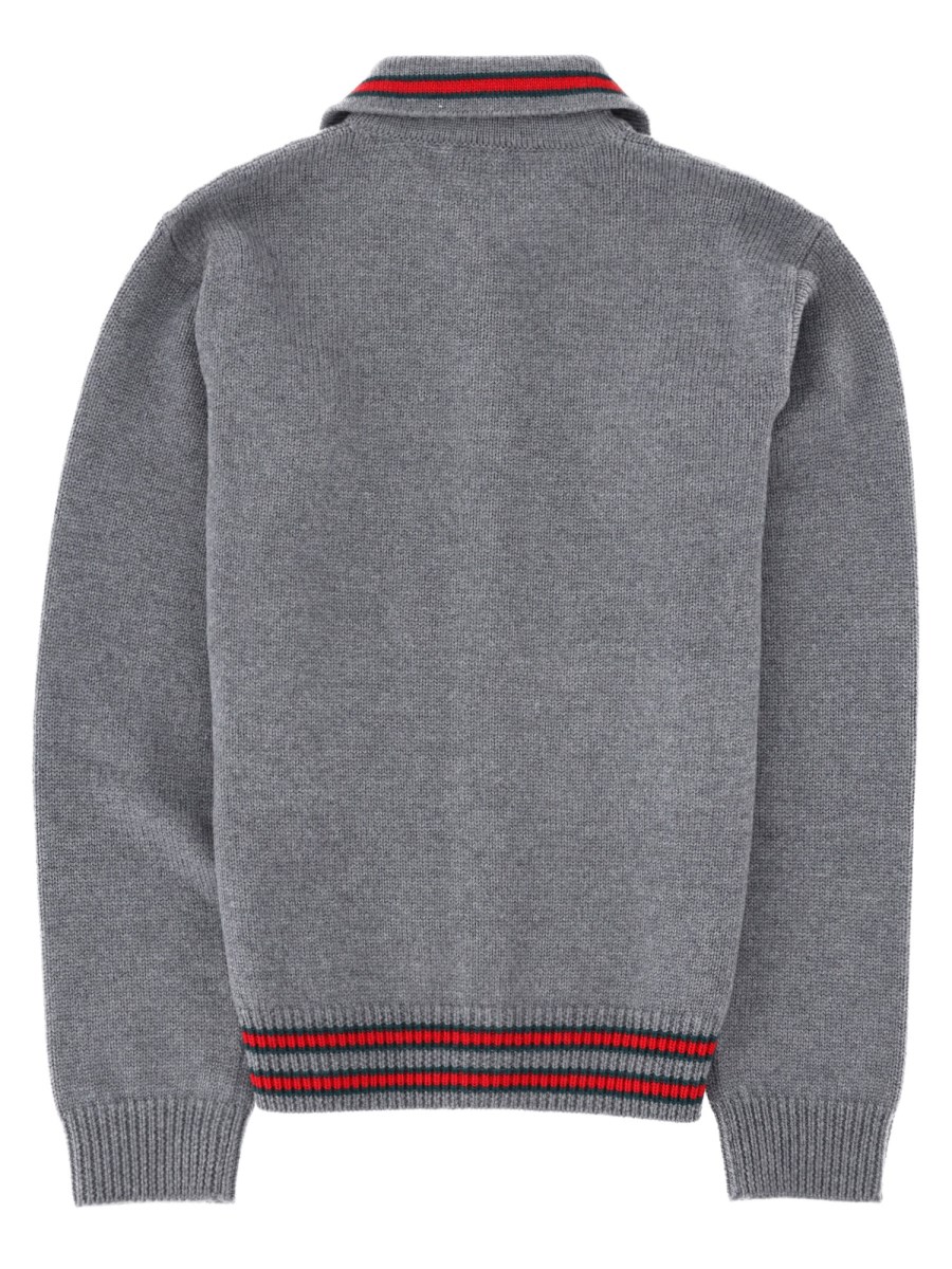 Cardigan polo con dettaglio Web
