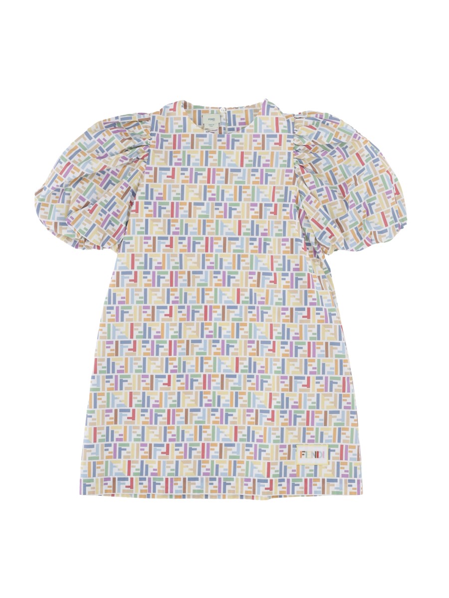 Abito in popeline con monogramma FF multicolor