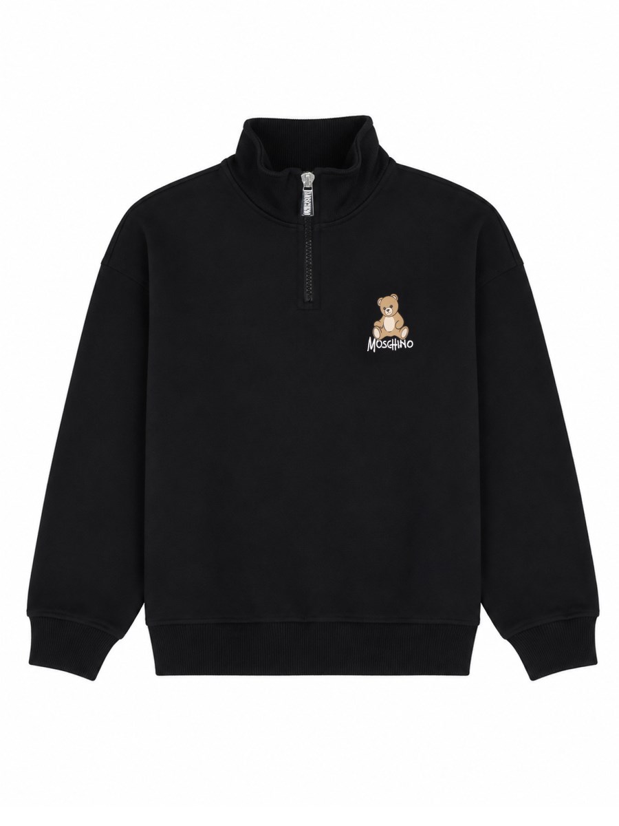 Felpa con chiusura a mezza zip e dettaglio teddy bear