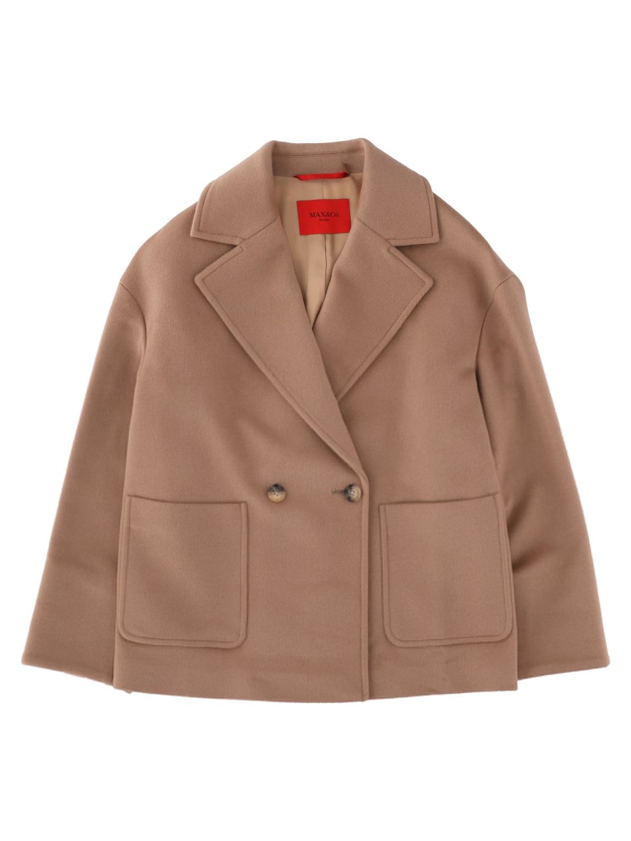 Cappotto caban doppiopetto in lana rasata