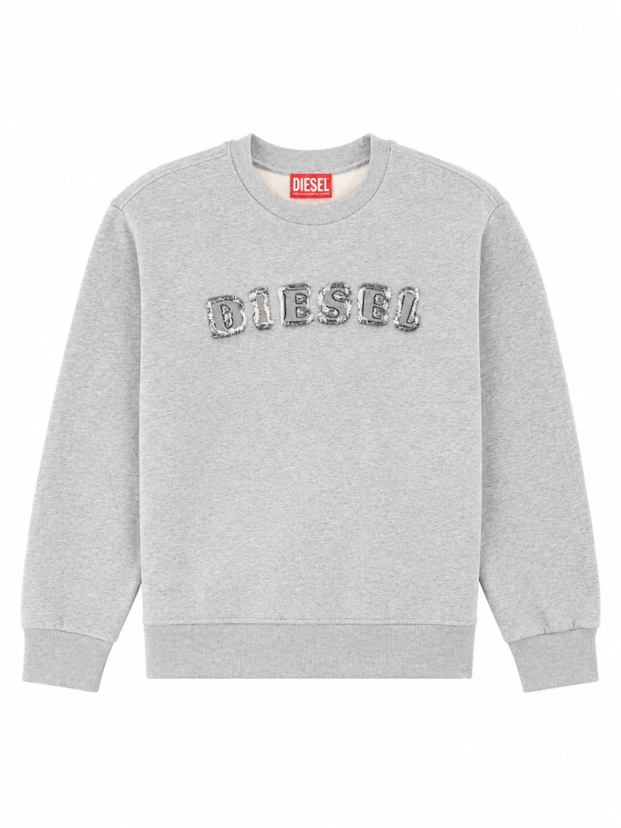 FELPA GIROCOLLO CON LOGO SFRANGIATO