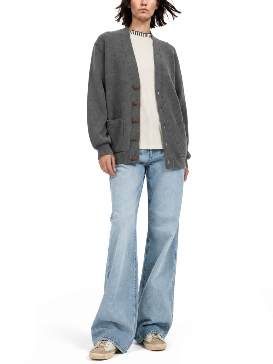 Cardigan in cotone con logo sul retro