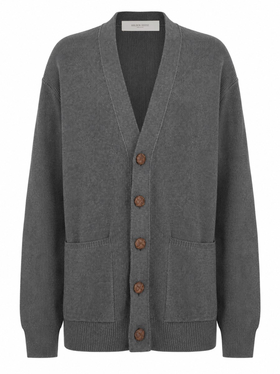 Cardigan in cotone con logo sul retro
