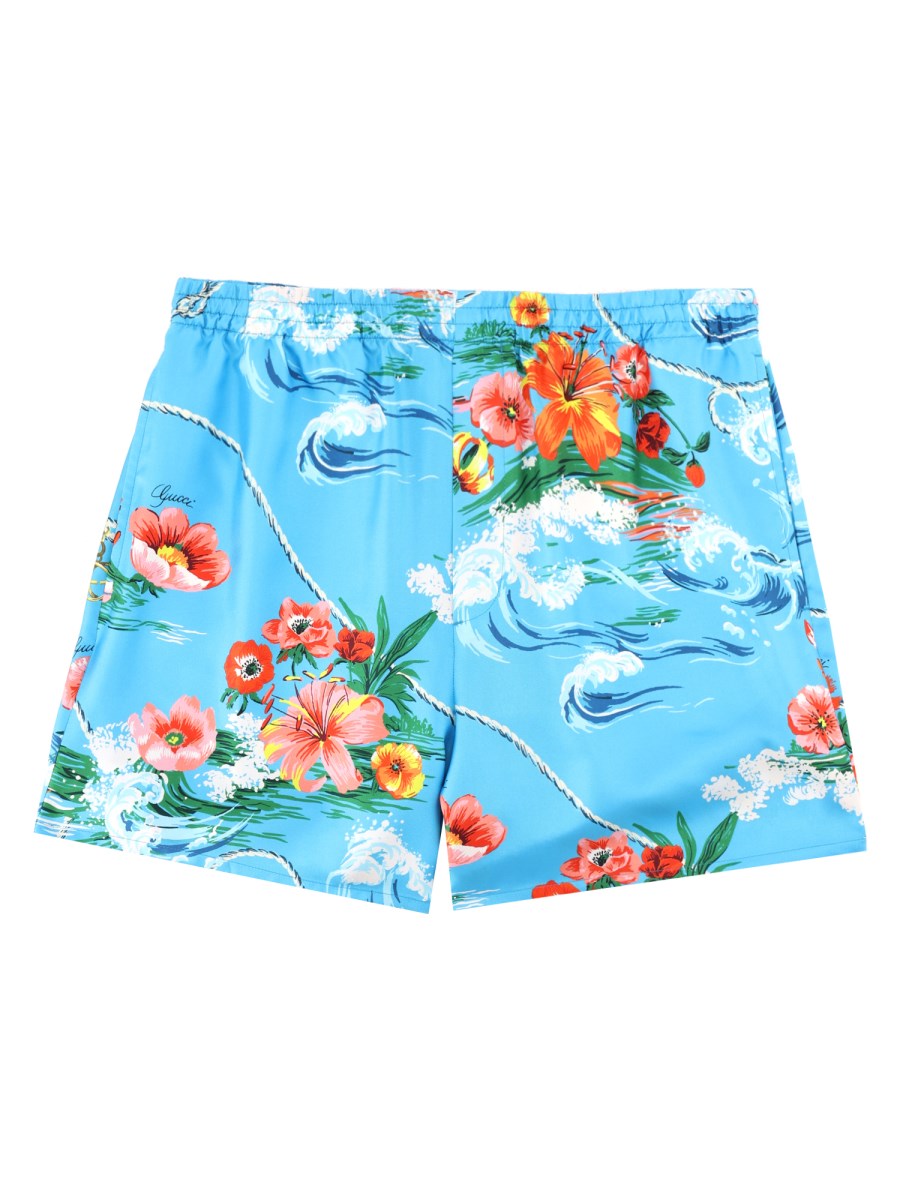 SHORTS IN TWILL DI SETA CON STAMPA FLOREALE