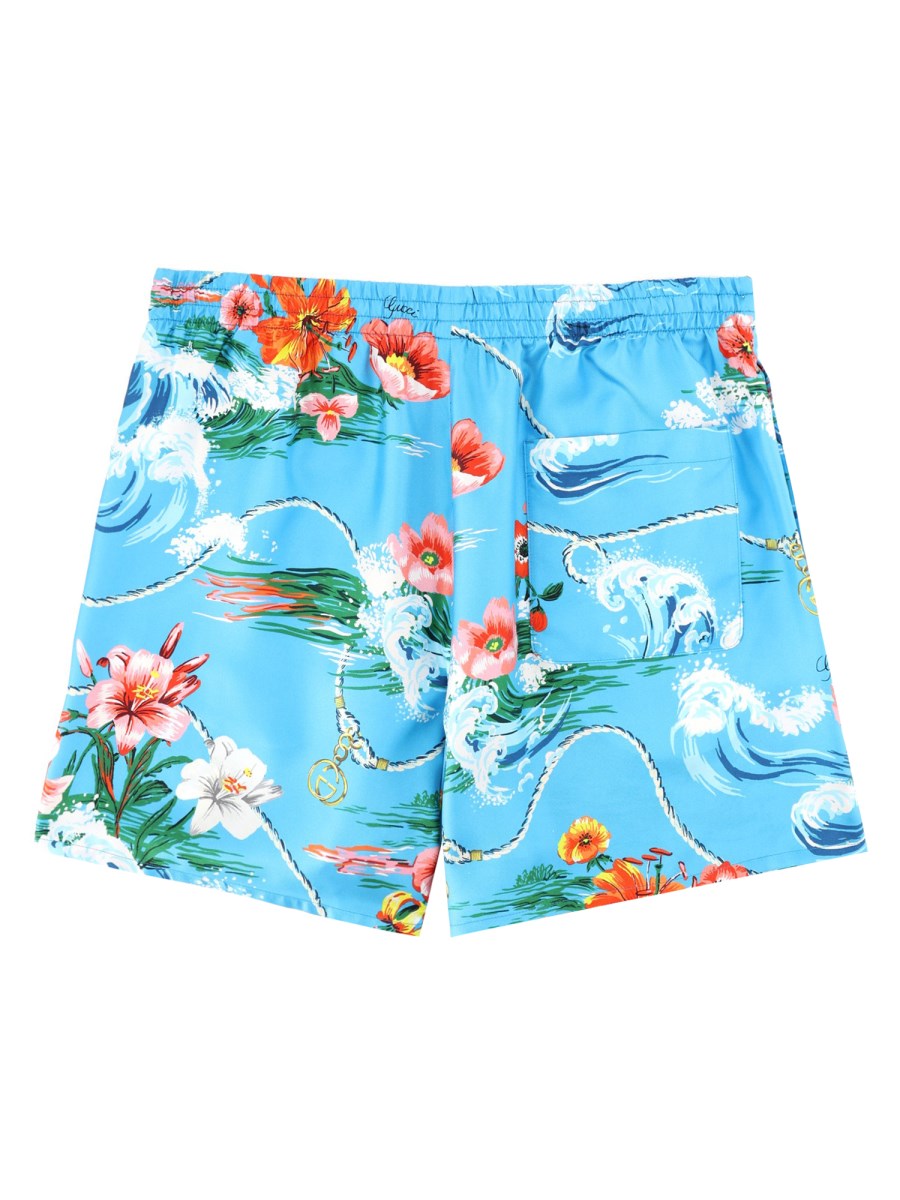SHORTS IN TWILL DI SETA CON STAMPA FLOREALE