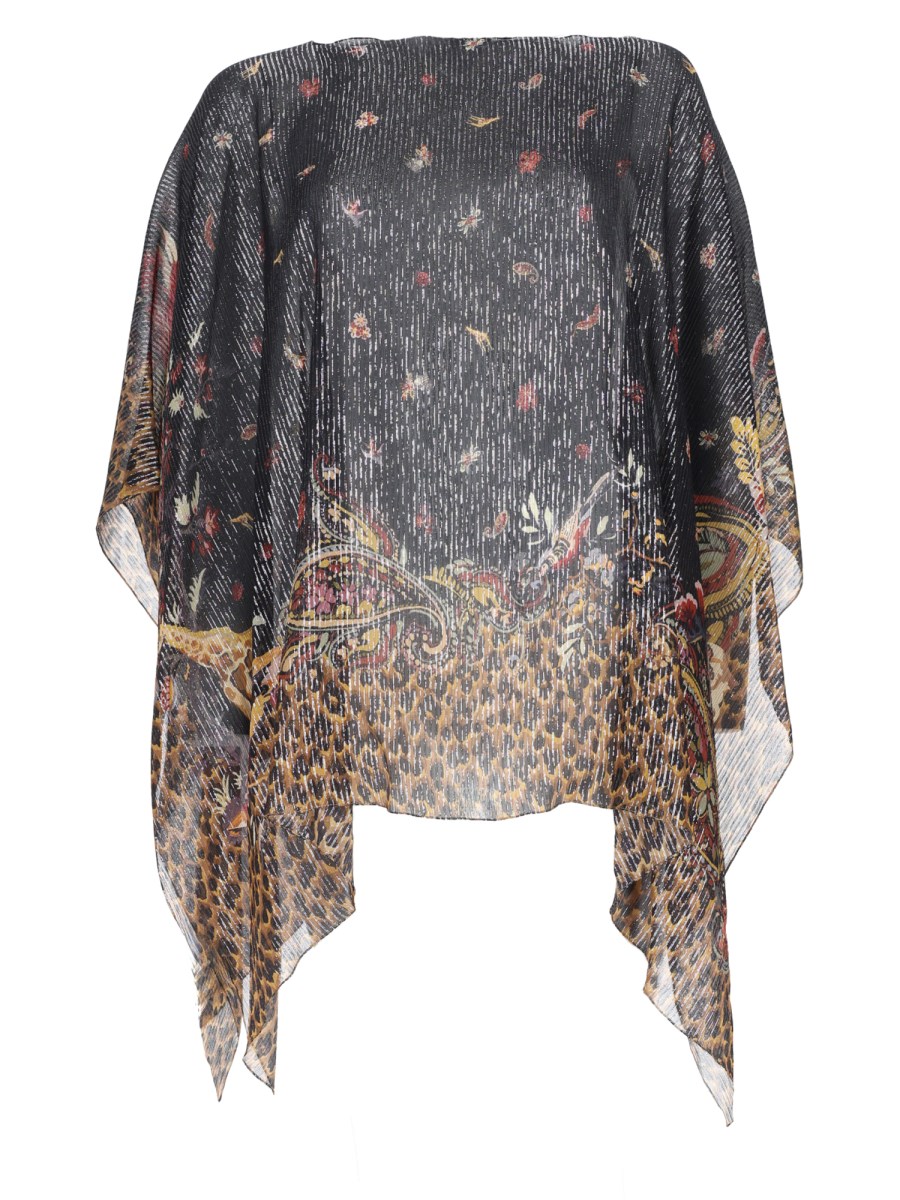 TOP PONCHO CON STAMPA