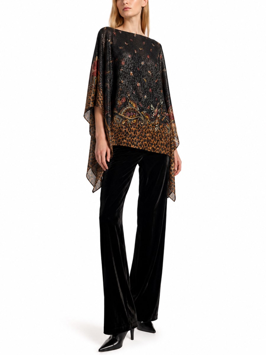 TOP PONCHO CON STAMPA
