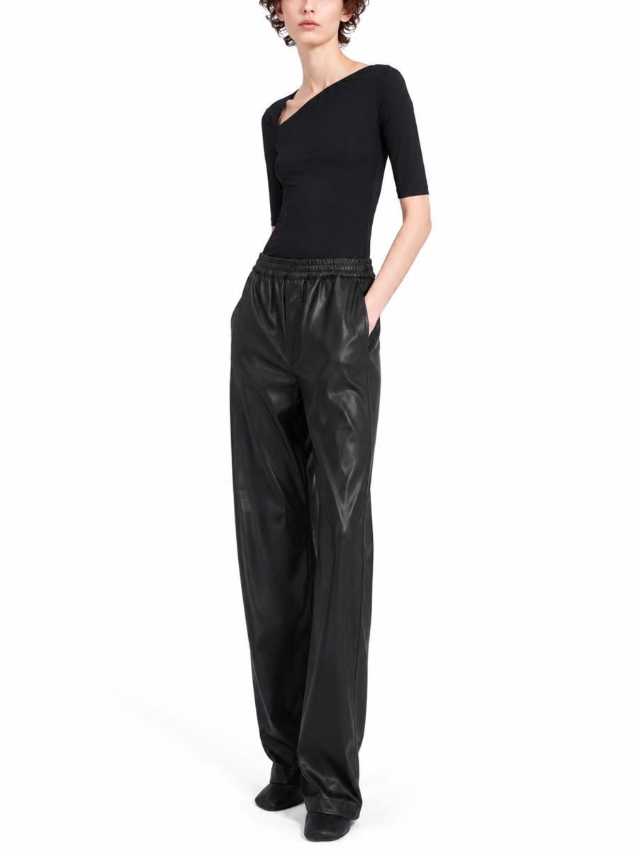 pantalone ampio in ecopelle
