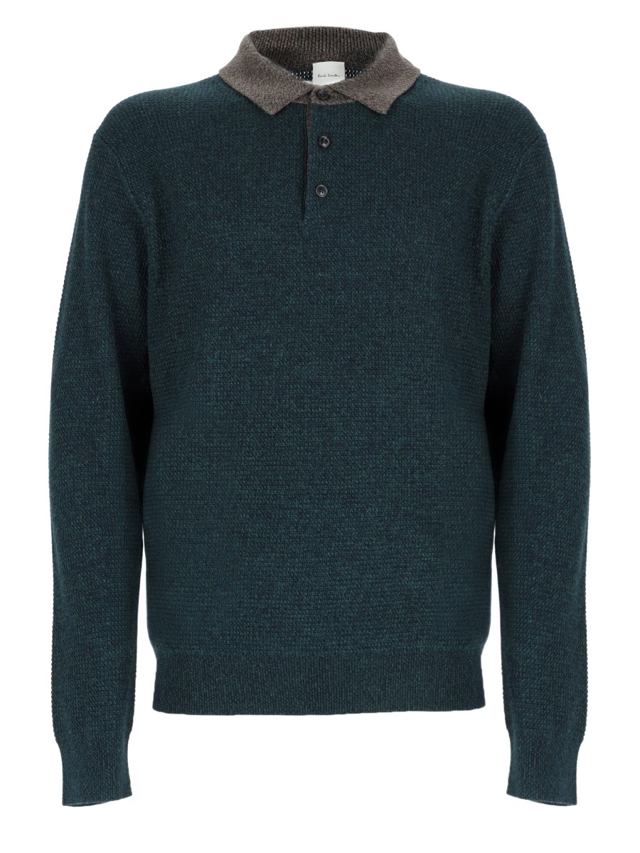Polo In Maglia Di Lana Misto Seta