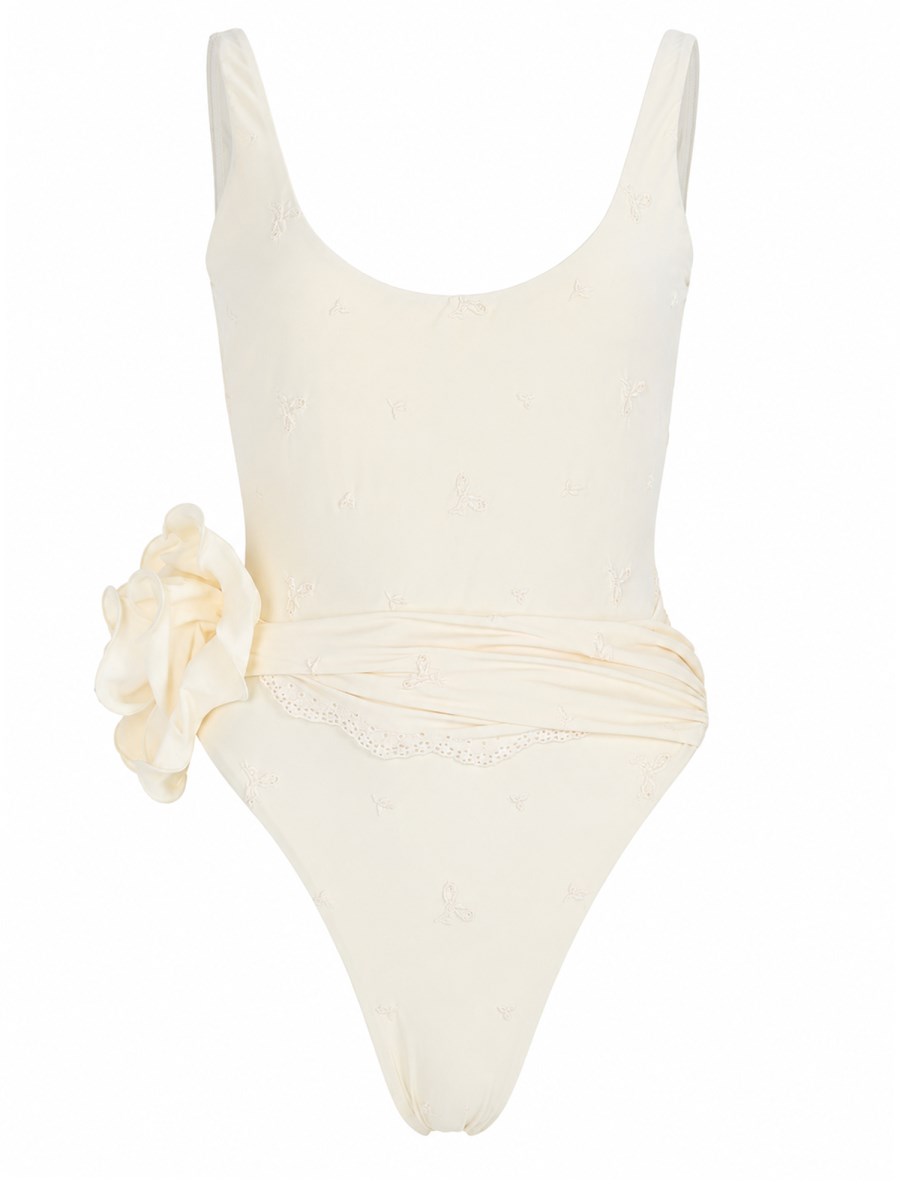 COSTUME DA BAGNO INTERO CON ROSE RICAMATE