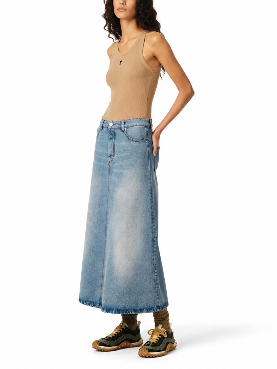gonna lunga in denim di cotone