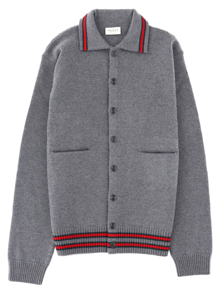 Cardigan polo con dettaglio Web