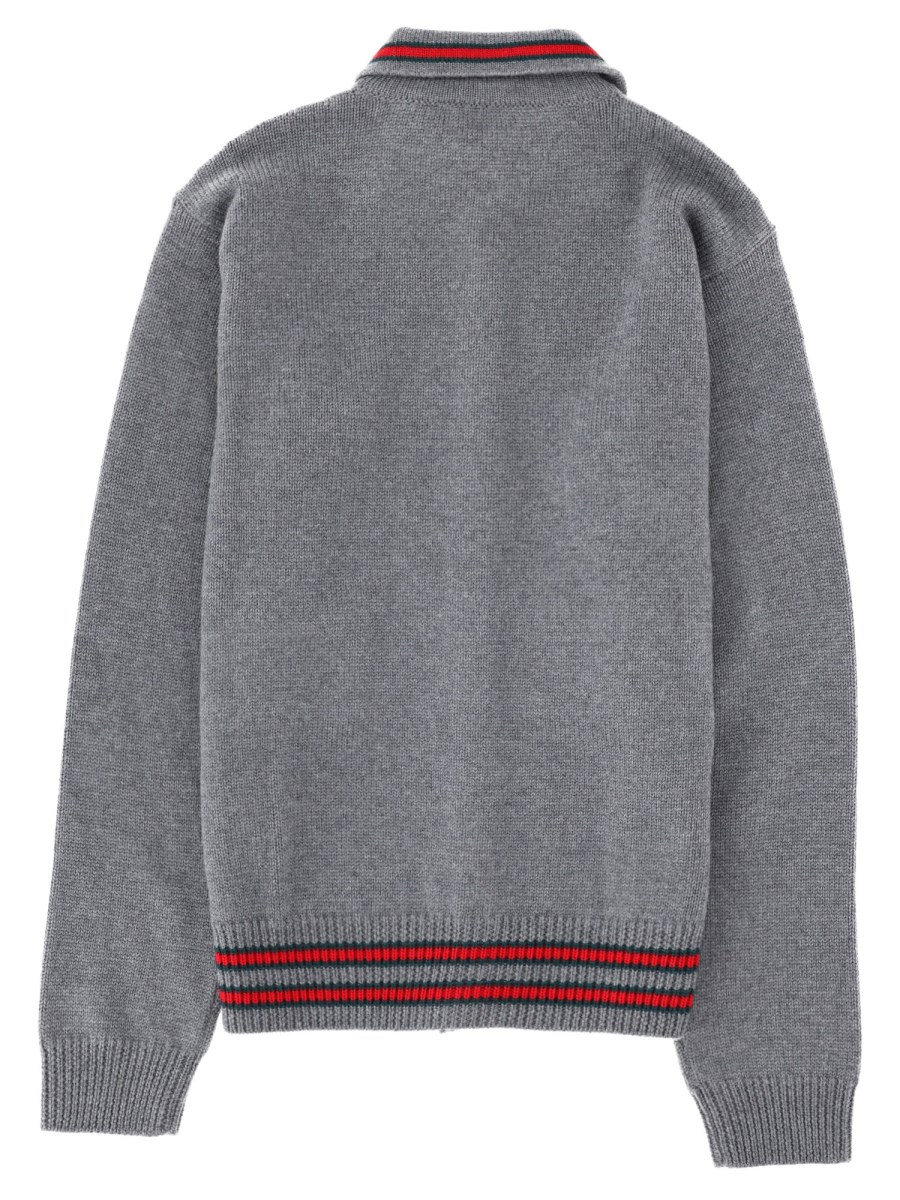 Cardigan polo con dettaglio Web