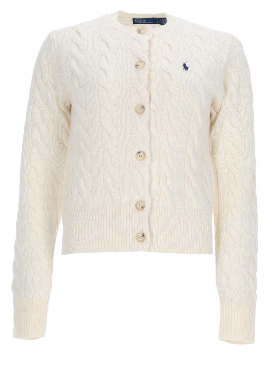 CARDIGAN A TRECCE CON LOGO