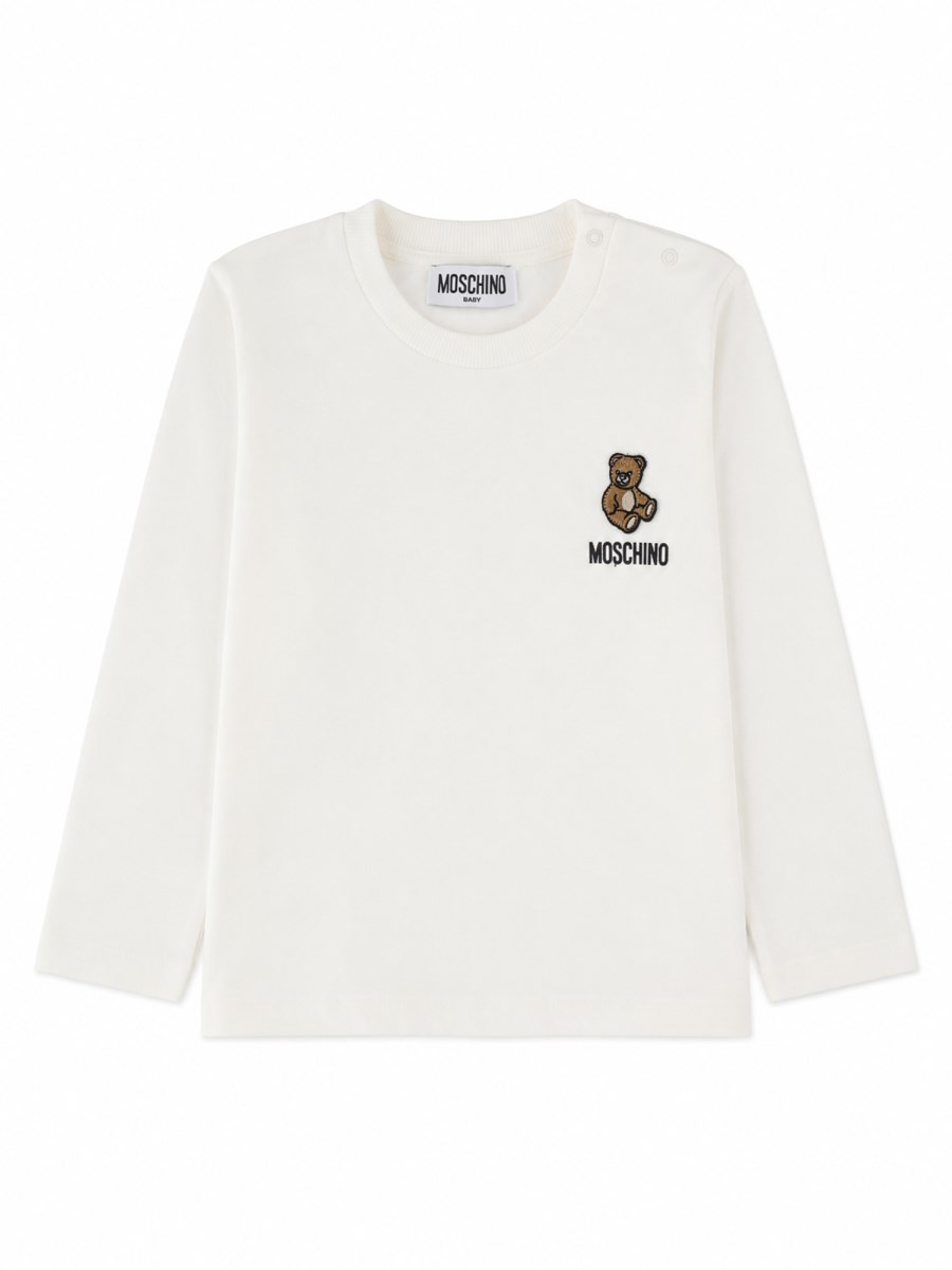 T-shirt a manica lunga con ricamo teddy bear