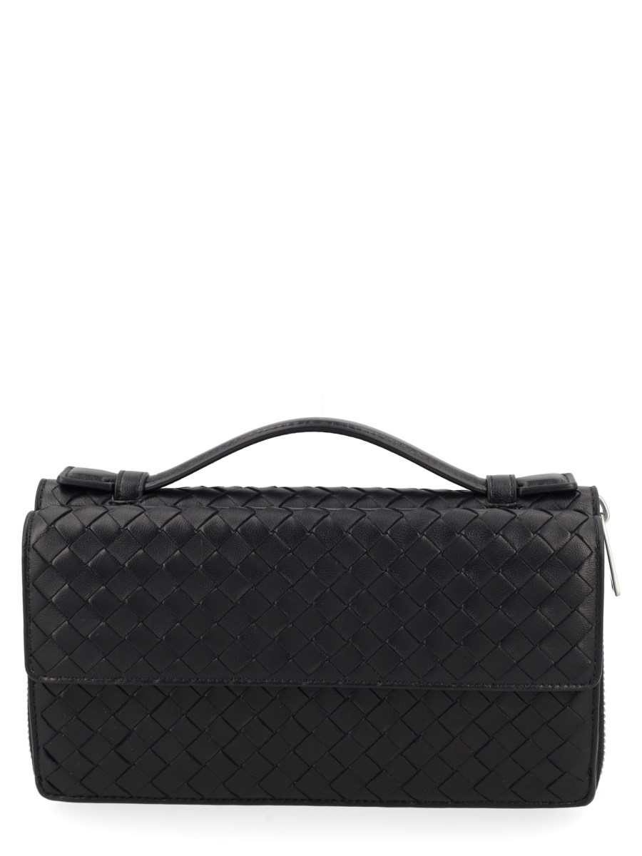 Portafoglio In Pelle Intrecciata Con Zip