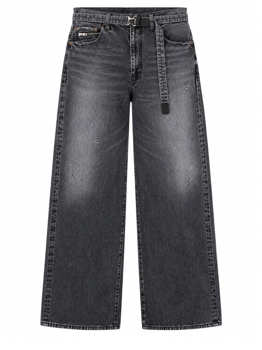 Jeans In Denim Effetto Usurato