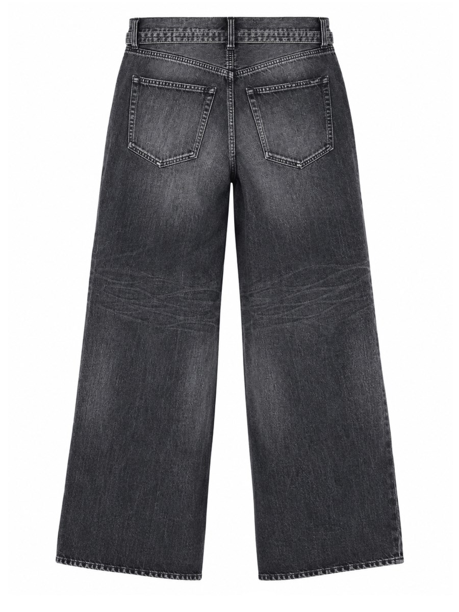 Jeans In Denim Effetto Usurato