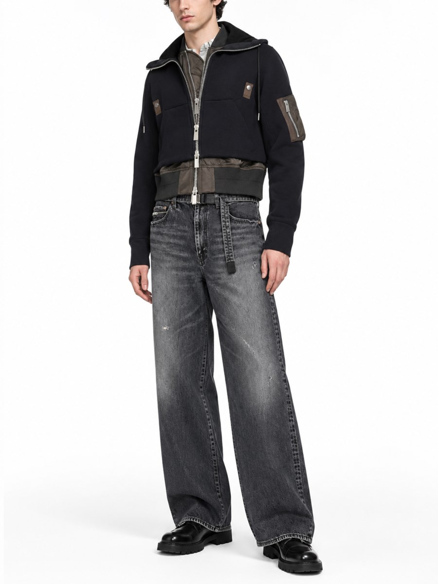 Jeans In Denim Effetto Usurato