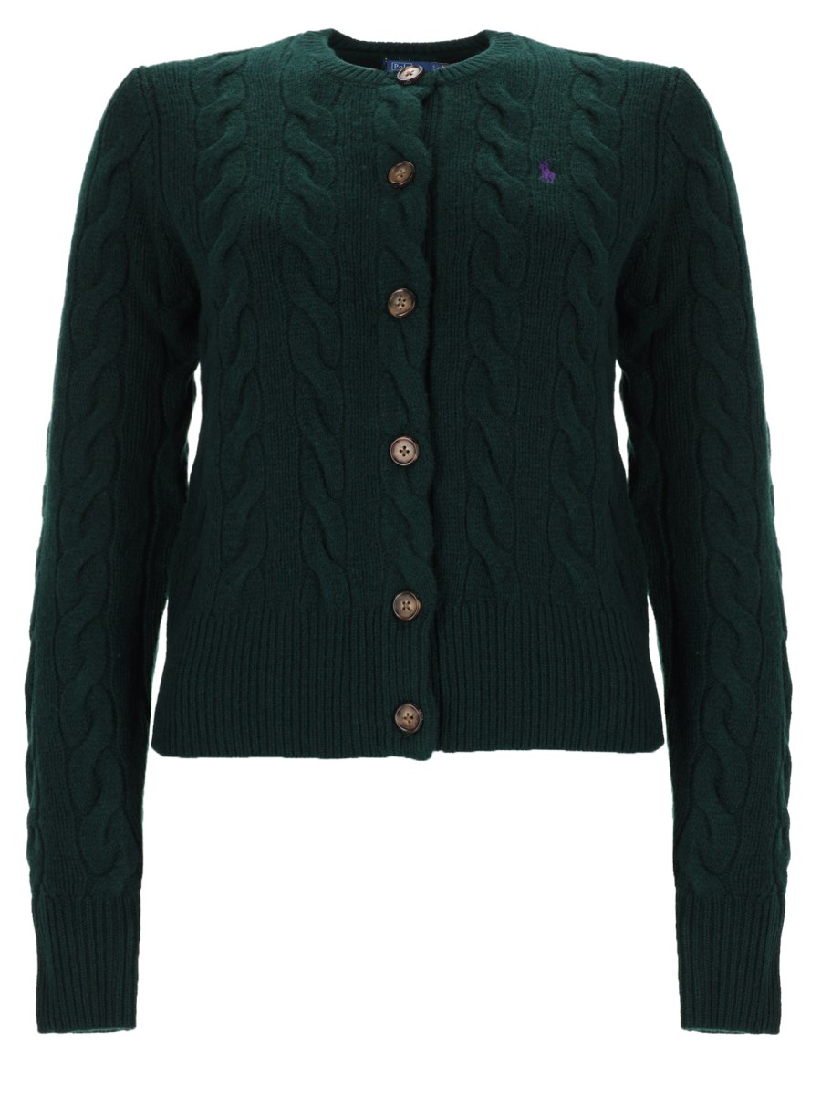 Cardigan A Trecce Con Logo