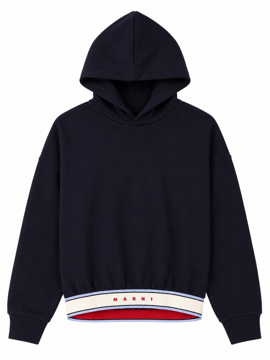 FELPA CROPPED CON LOGO SU BANDA ELASTICA