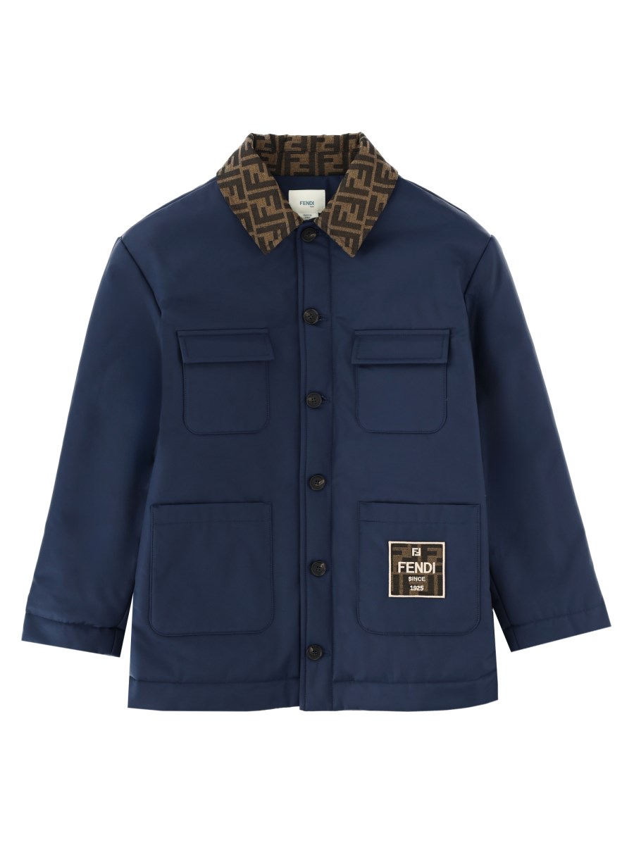 Giacca tech In gabardine con colletto logato