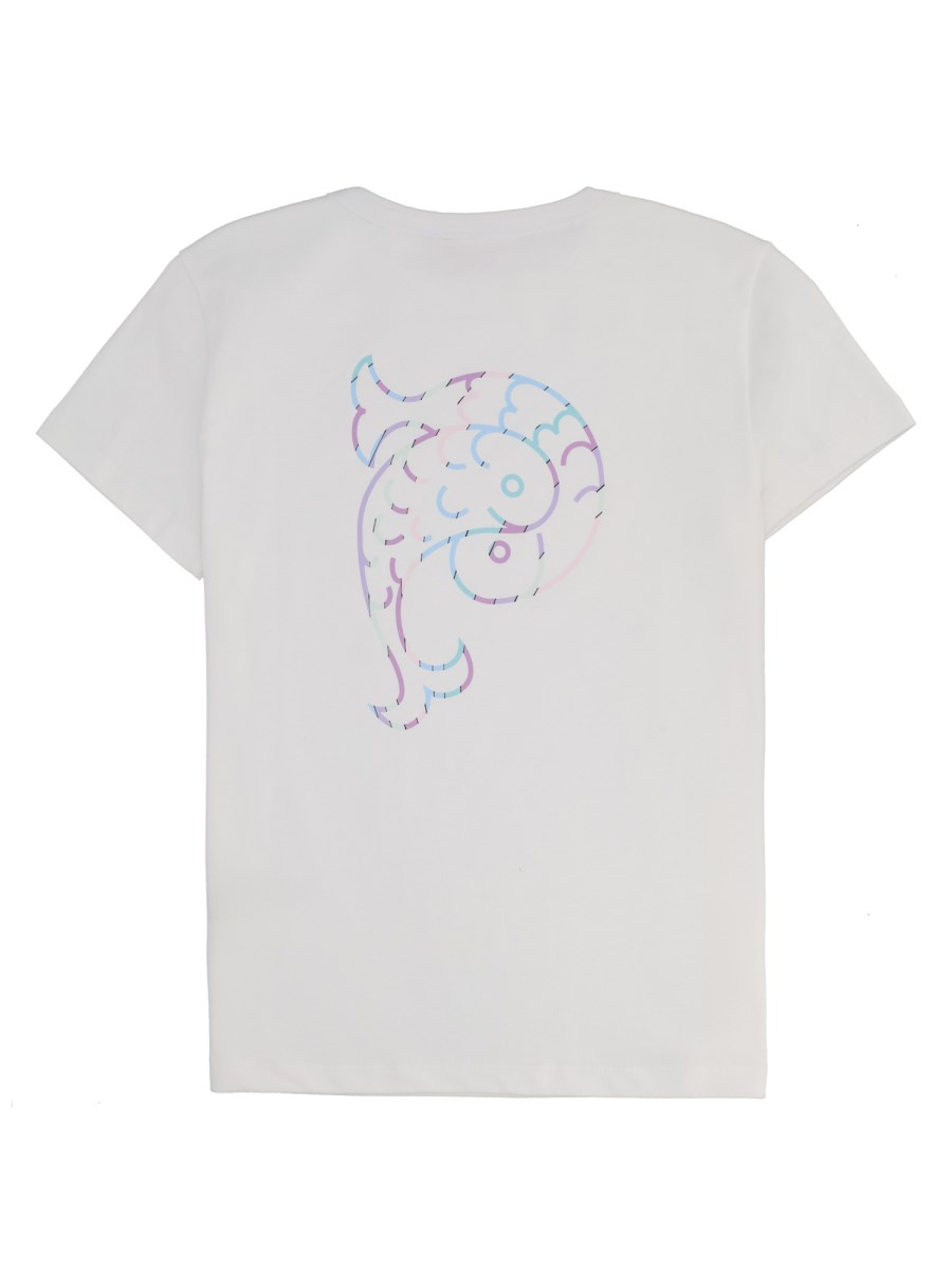 T-shirt con logo e stampa sul retro