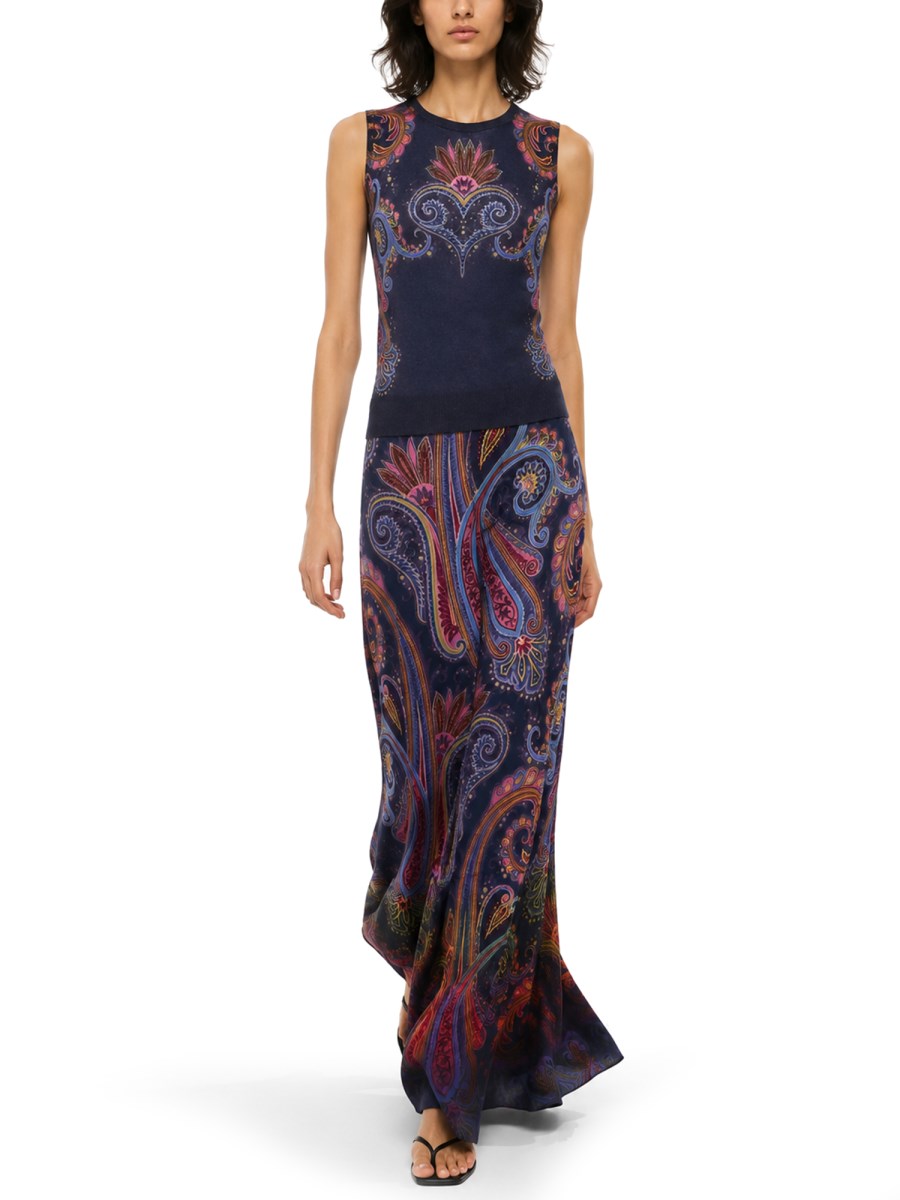 PANTALONE IN ENVERS SATIN CON MOTIVO PAISLEY