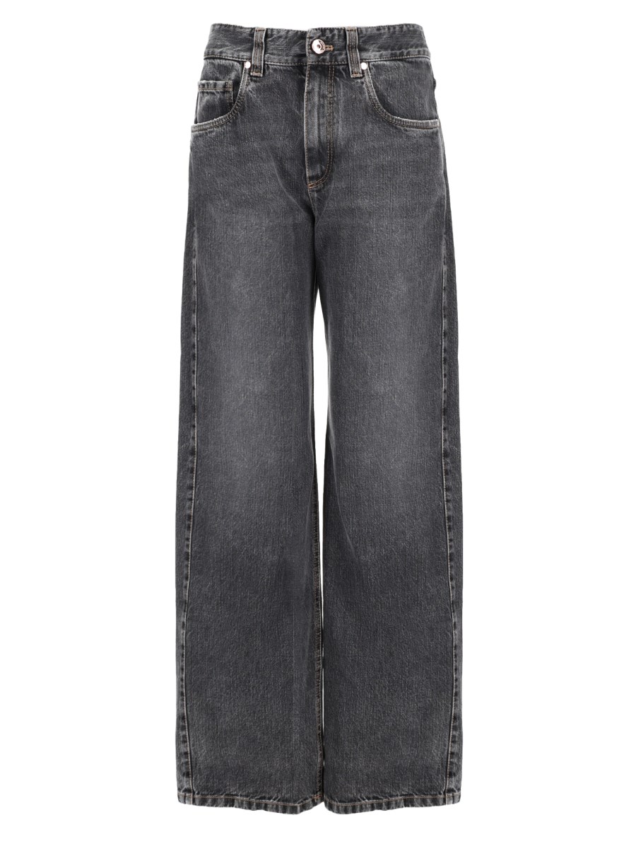 Pantalone Contemporary Loose In Denim Authentic Con Monile