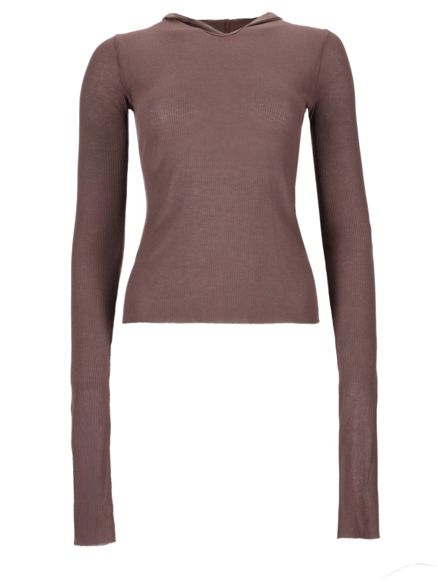 T-SHIRT CROPPED HOODED RIB LS T
