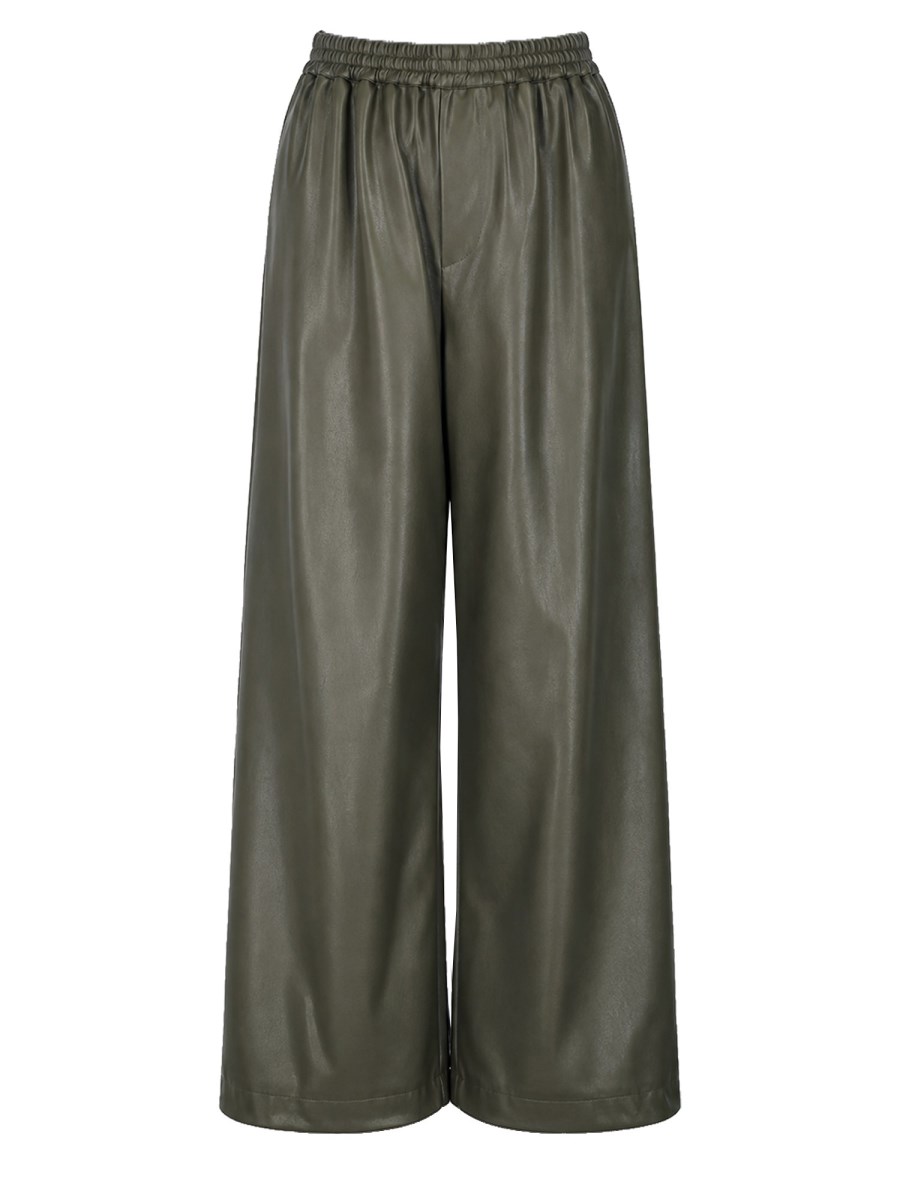 pantalone ampio in ecopelle