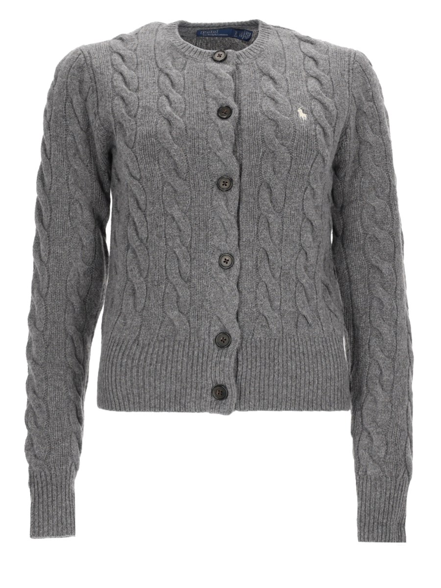 CARDIGAN A TRECCE CON LOGO