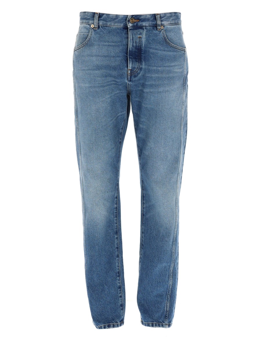 JEANS DRITTO IN DENIM DÉLAVÉ