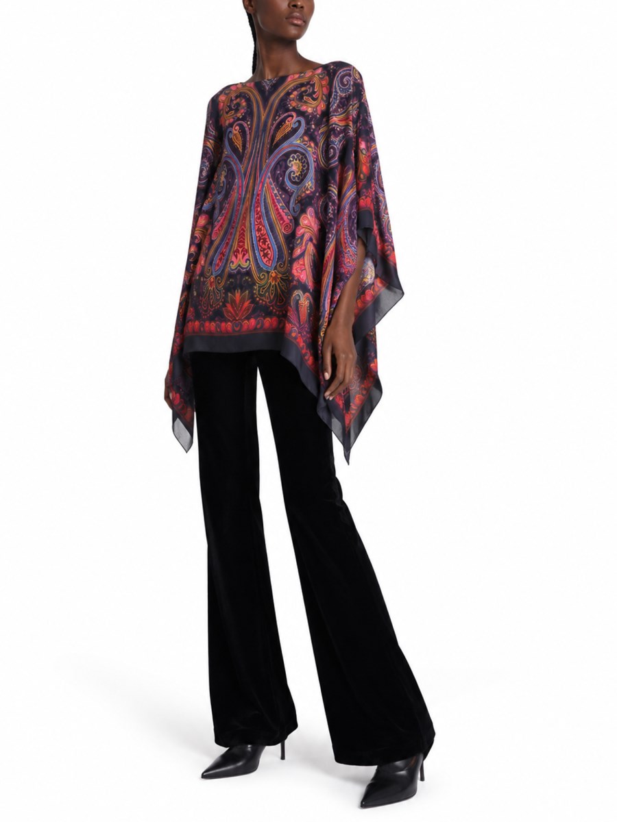 TOP PONCHO CON STAMPA