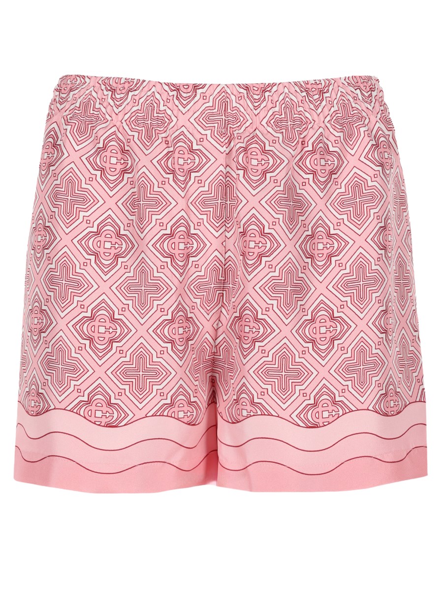 shorts in seta con stampa monogram
