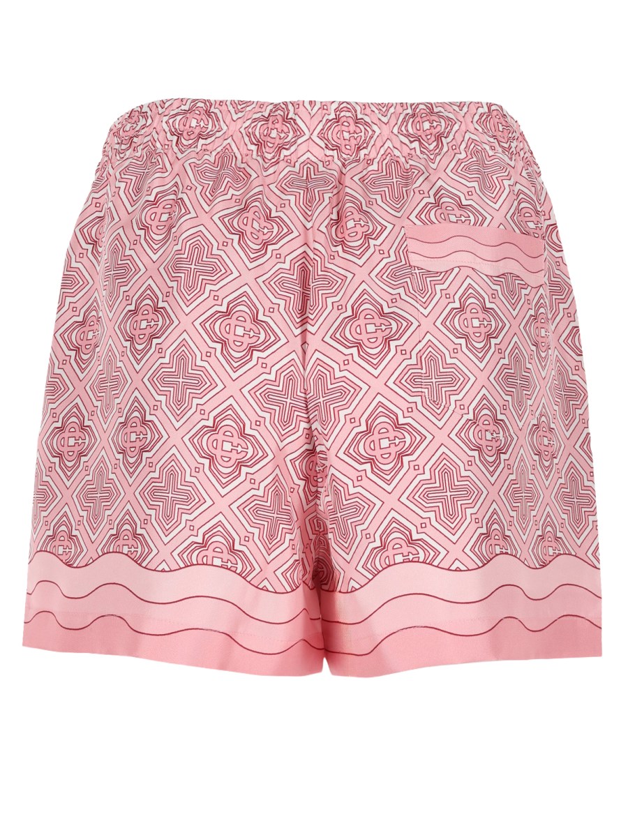 shorts in seta con stampa monogram