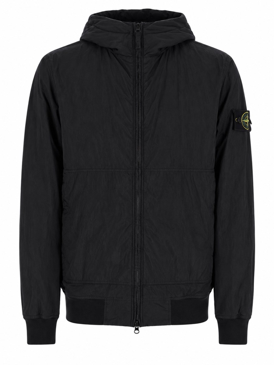 GIACCA BOMBER CON PATCH LOGO E CAPPUCCIO