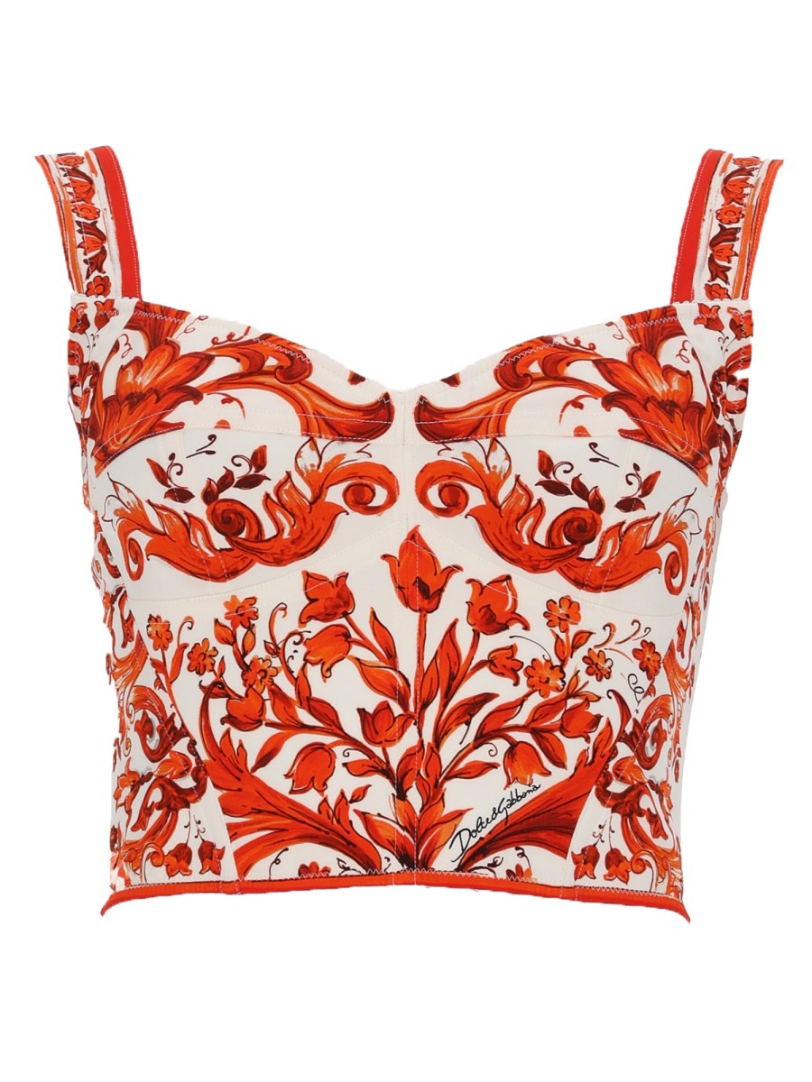 TOP BUSTIER IN CHARMEUSE STAMPA MAIOLICA