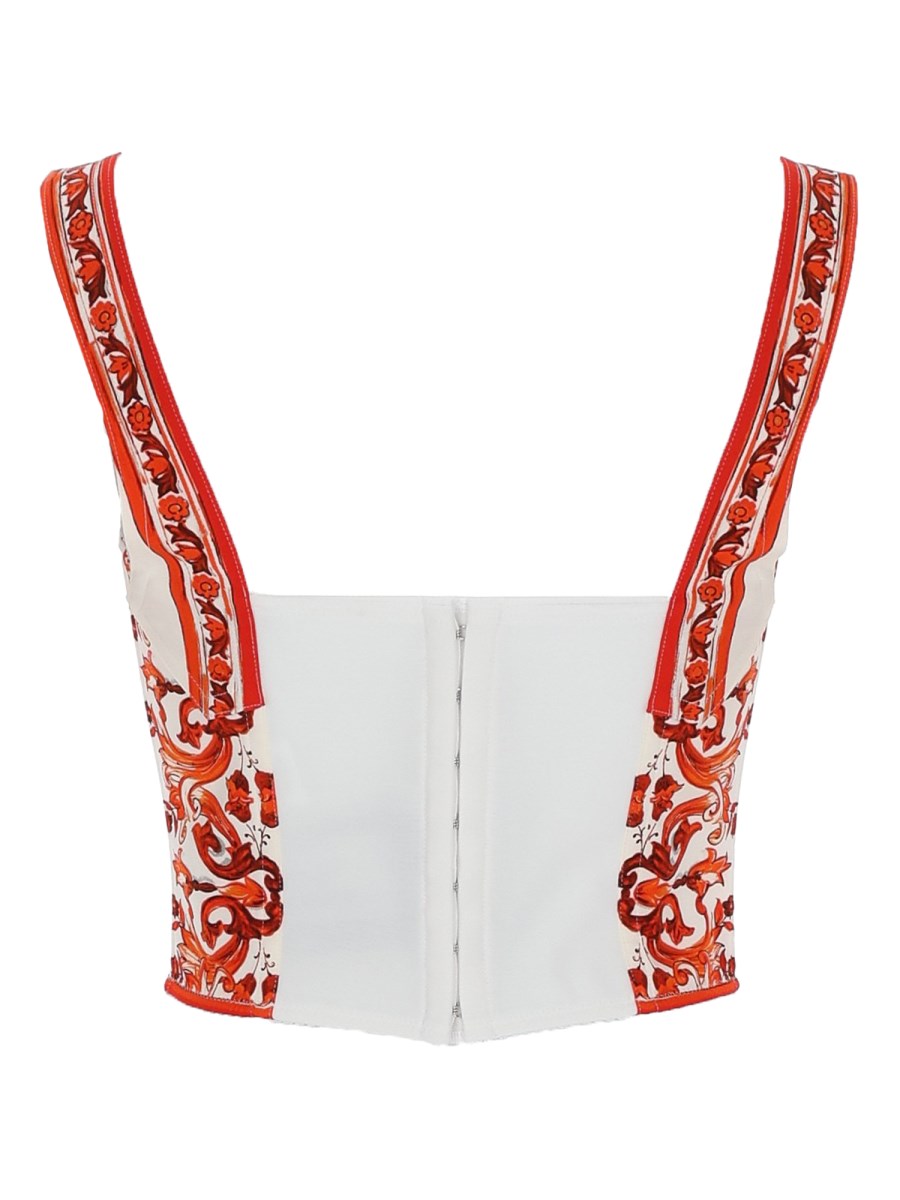 TOP BUSTIER IN CHARMEUSE STAMPA MAIOLICA