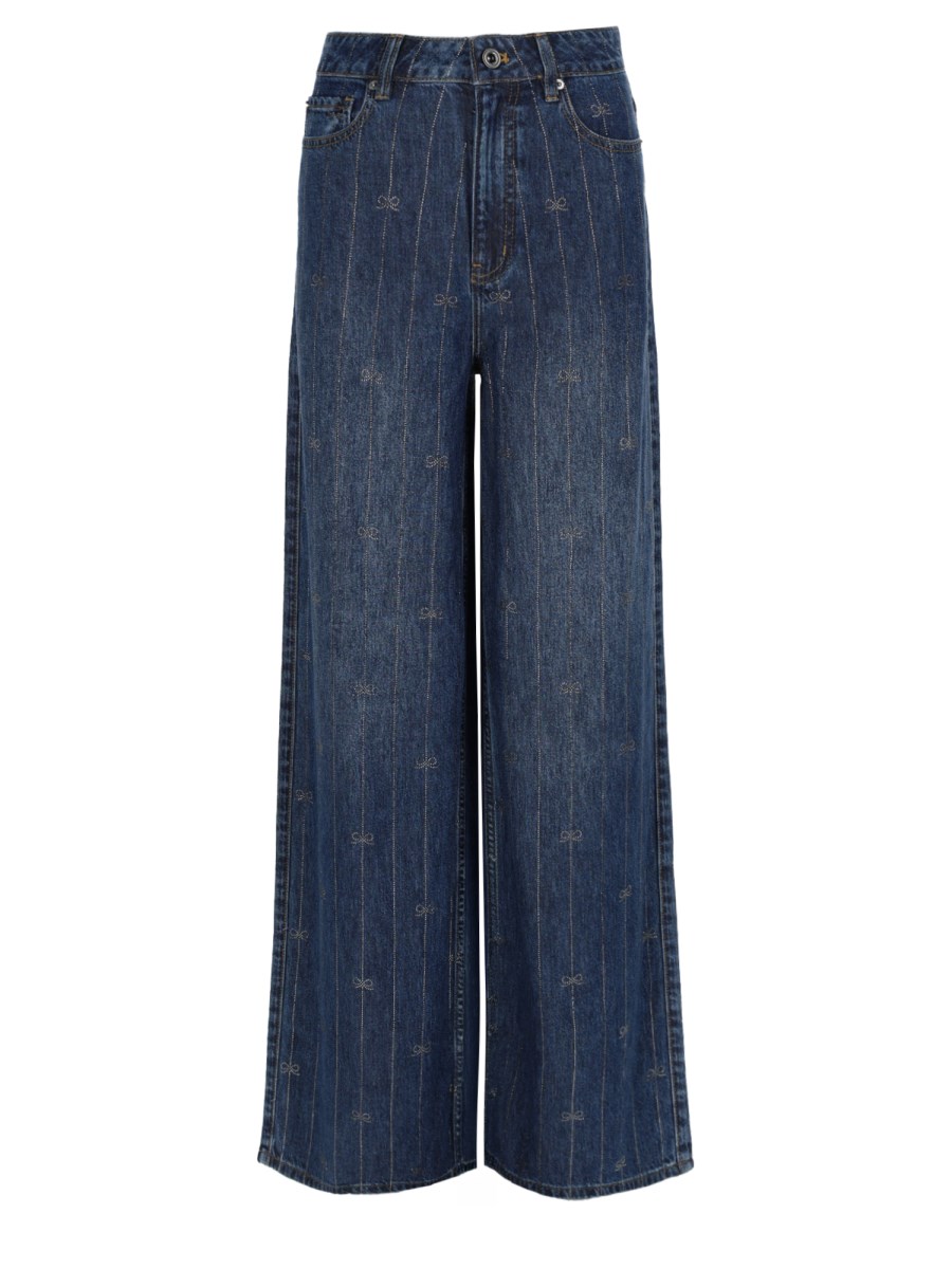 Jeans in Denim con Strass